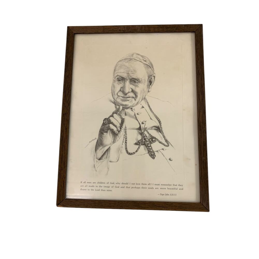 Vintage Pope Jon XXIII Framed Print Souls Quote 12.75" x 9.75"